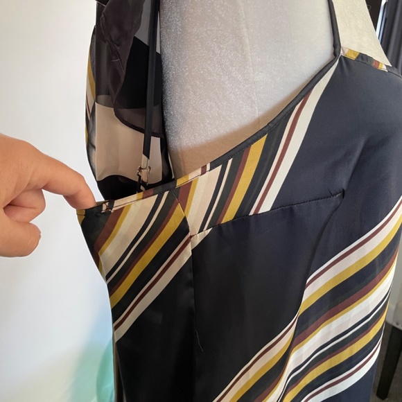 Max and Cleo striped knee length shift dress with tie waist - L - Picture 13 of 14